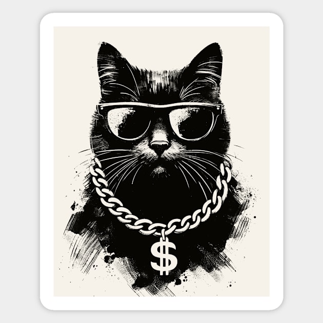 Gangsta Cat Sticker by CreativeSage